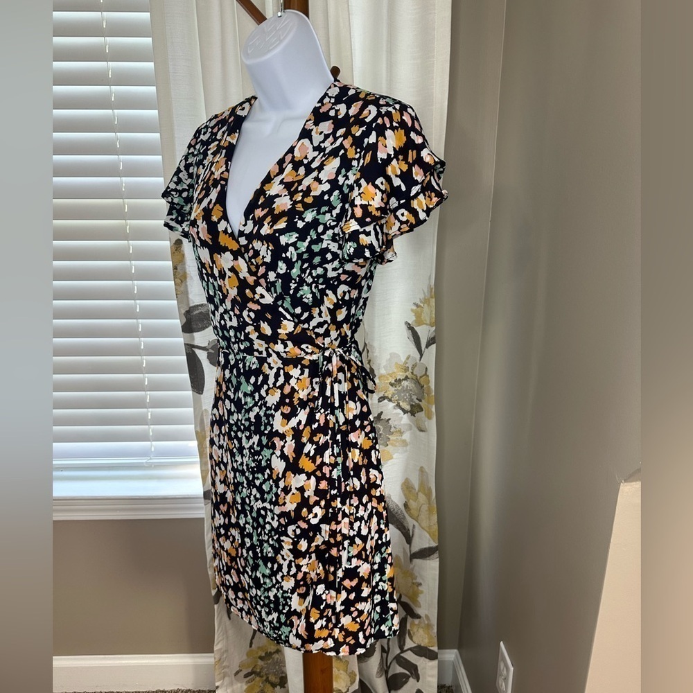 Blue Rain Multicolor Wrap Dress Size Medium - Picture 3 of 4
